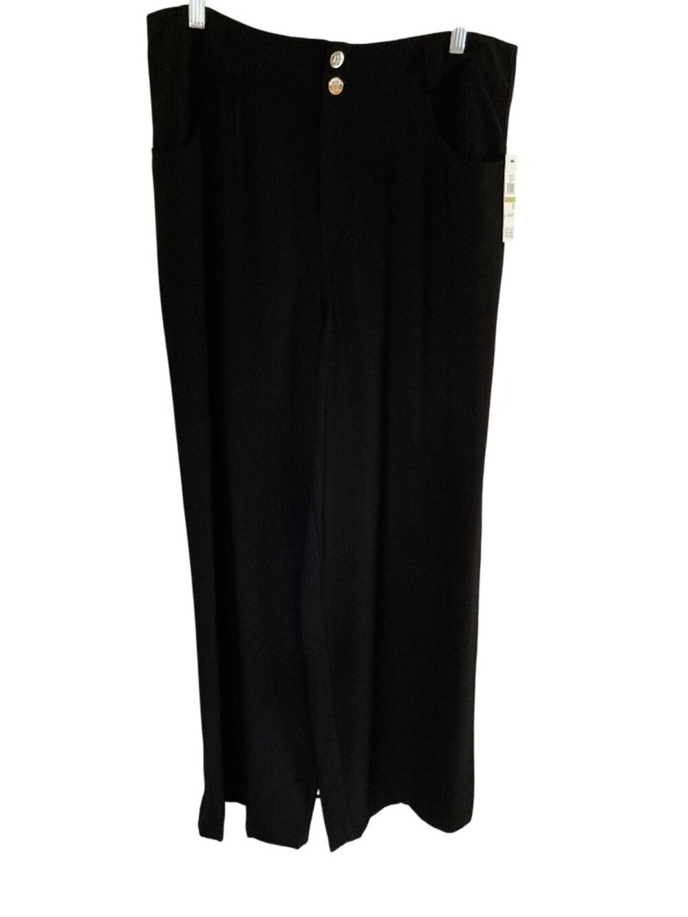 DNKY Women's Dress Pocket Wide Leg Pants Black  Size 14  NWT